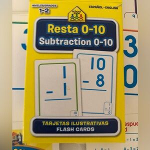 School Zone Bilingual Spanish English Subtraction/Resta Facts 0-10